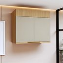 Ver imagem 1 de Armário Aéreo 2 Porta 80cm 100% MDF Realeza Premium Bege/Carvalho/Greige