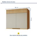 Ver imagem 4 de Armário Aéreo 2 Porta 80cm 100% MDF Realeza Premium Bege/Carvalho/Greige