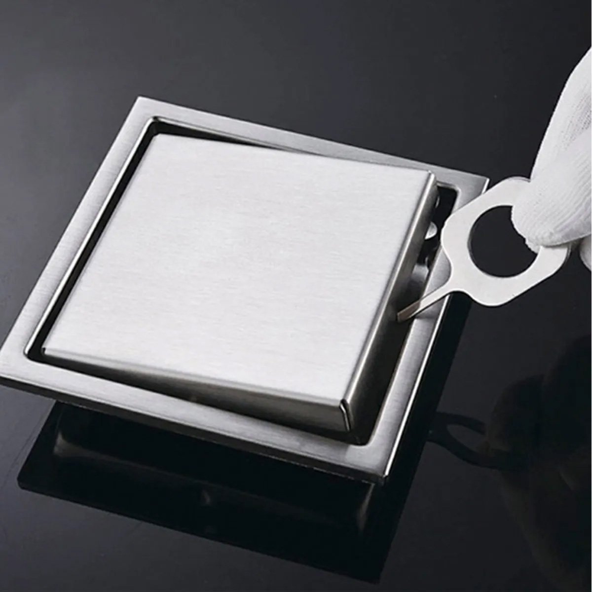Ralo Oculto Invisivel Aço Inox 15x15 Discreto Anti Odor Kit 7 Uni Banheiro Box Lavabo Varanda Cozinh - 2