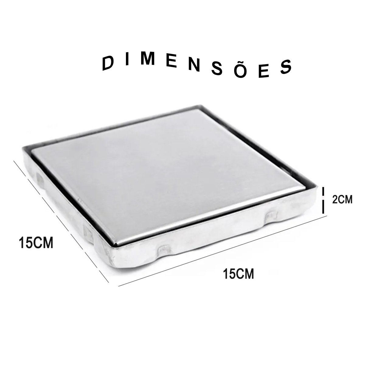Ralo Oculto Invisivel Aço Inox 15x15 Discreto Anti Odor Kit 7 Uni Banheiro Box Lavabo Varanda Cozinh - 4