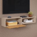 Ver imagem 3 de Rack Home Suspenso 1.20 Estante Tv 42" Bancada Flutuante 1 Porta Nicho Decoração Sala Quarto Retrô