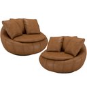 Ver imagem 1 de Kit 02 Poltronas Giratórias para Sala de Estar Kira M03 Couríssimo Whisky - Lyam Decor