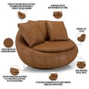 Ver imagem 4 de Kit 02 Poltronas Giratórias para Sala de Estar Kira M03 Couríssimo Whisky - Lyam Decor