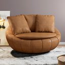 Ver imagem 2 de Kit 02 Poltronas Giratórias para Sala de Estar Kira M03 Couríssimo Whisky - Lyam Decor
