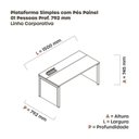 Ver imagem 3 de Escrivaninha Mesa Escritório PSCPP150 150cm Industrial Branco e Preto