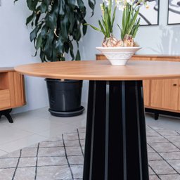Conjunto Mesa de Jantar Redonda 4 Cadeiras Encosto Tela 100% Mdf Preto Bege Dalla Costa - 6