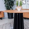 Conjunto Mesa de Jantar Redonda 4 Cadeiras Encosto Tela 100% Mdf Preto Bege Dalla Costa - 6