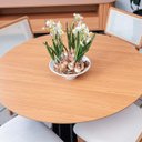 Ver mais imagens de Conjunto Mesa de Jantar Redonda 4 Cadeiras Encosto Tela 100% Mdf Preto Bege Dalla Costa