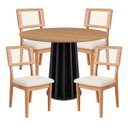 Ver imagem 5 de Conjunto Mesa de Jantar Redonda 4 Cadeiras Encosto Tela 100% Mdf Preto Bege Dalla Costa