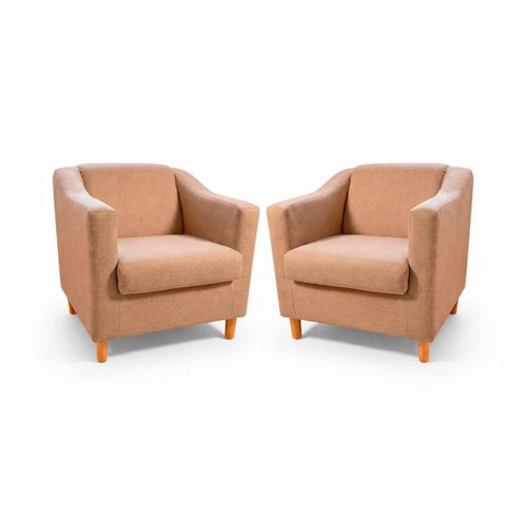 Kit com 2 Poltronas Reforçada e Confortável Tilla Linho Bege