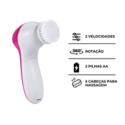 Escova Facial Elétrica 5 em 1 Portátil Esfoliante e Massagem - 3
