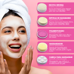 Escova Facial Elétrica 5 em 1 Portátil Esfoliante e Massagem - 6