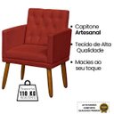 Ver imagem 4 de Cadeira Poltrona para Sala de Estar Decor Resistente Recepção Pés de Madeira Tecido Suede