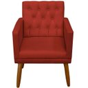 Ver imagem 1 de Cadeira Poltrona para Sala de Estar Decor Resistente Recepção Pés de Madeira Tecido Suede