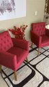 Ver imagem 5 de Cadeira Poltrona para Sala de Estar Decor Resistente Recepção Pés de Madeira Tecido Suede