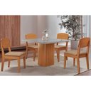 Ver imagem 1 de Conjunto: Mesa Sala Jantar Maldivas C/ Tampo Madeirado C/ Vidro Canto Curvo 90x90cm e 4 Cadeiras