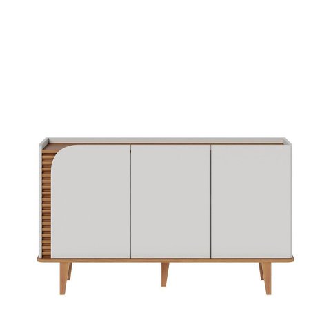 Balcão Buffet Jurere com 03 Portas Off White Matte Freijó Colibri