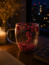 Ver imagem 5 de Caneca de Vidro com Flores 350ml Dupla Parede Colorida Decorativa Elegante para Design Moderno e Del