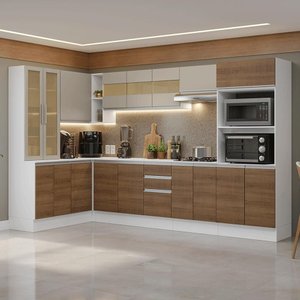 Armário de Cozinha Completa de Canto 100% MDF 447cm Smart Madesa