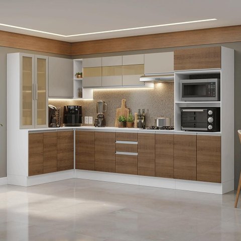 Armário de Cozinha Completa de Canto 100% MDF 447cm Smart Madesa