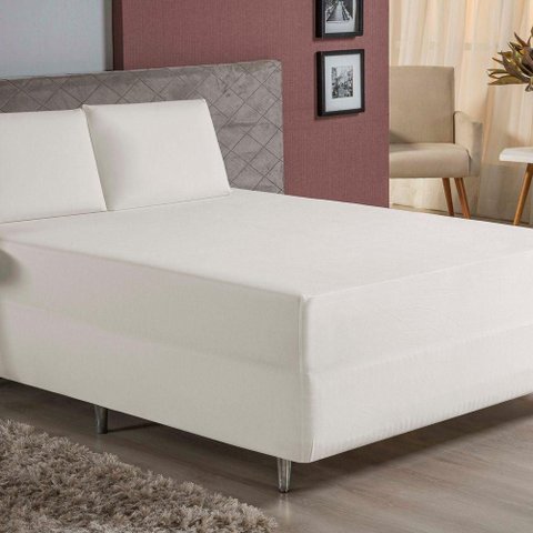 Jogo de Cama Casal Nobre 3 Peças Luva de Box 55cm de Altura Malha 100% Algodão - Palha