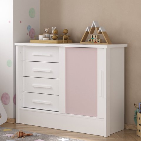 Cômoda Infantil 1 Porta 4 Gavetas Maya Espresso Móveis