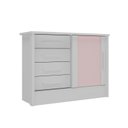 Ver imagem 3 de Cômoda Infantil 1 Porta 4 Gavetas Maya Espresso Móveis Branco/Rosa