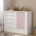 Ver imagem 1 de Cômoda Infantil 1 Porta 4 Gavetas Maya Espresso Móveis Branco/Rosa