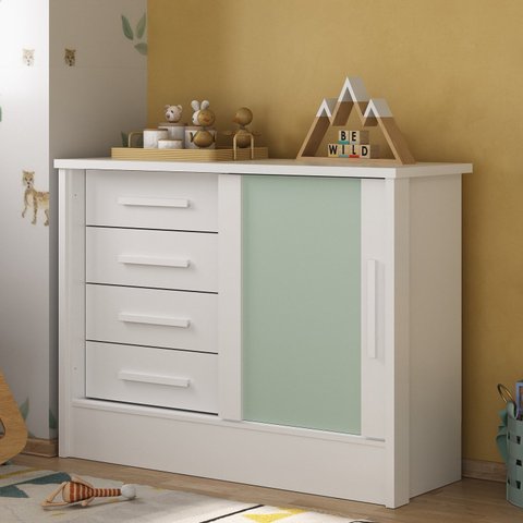 Cômoda Infantil 1 Porta 4 Gavetas Maya Espresso Móveis