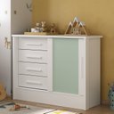 Ver imagem 1 de Cômoda Infantil 1 Porta 4 Gavetas Maya Espresso Móveis Branco/Verde
