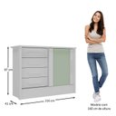 Ver imagem 4 de Cômoda Infantil 1 Porta 4 Gavetas Maya Espresso Móveis Branco/Verde