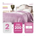 Ver imagem 2 de Kit 2 Mantas Cobertor Casal Luster Canelada 180x220cm Microfibra Super Macio Premium Lilás