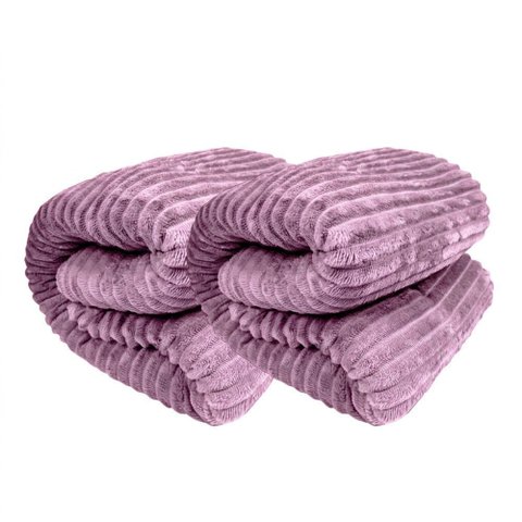 Kit 2 Mantas Cobertor Casal Luster Canelada 180x220cm Microfibra Super Macio Premium Lilás