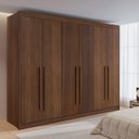 Ver imagem 7 de Guarda-Roupa Casal 6 Portas 6 Gavetas 100% MDF Dobradiça Slow Zeus Plus Marrom/Castanho