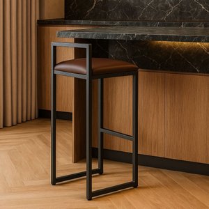 Banqueta Industrial Alta Sala Jantar Bar Bancada Cozinha:marrom