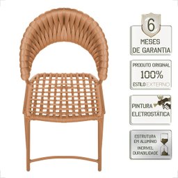 Cadeira de Jantar Milão Aluminio e Croche Náutico 4 Unidades - Terra Cota - 3