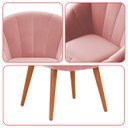 Ver mais imagens de Kit 4 Poltrona Sala Decorativa Sofia Veludo Rosa Pés Palito Castanho - Arkell