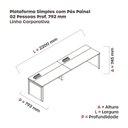 Ver imagem 3 de Escrivaninha Mesa Escritório Corporativa para 2 Pessoas PSCPP110 220cm Industrial Walnut e Cinza Marrom