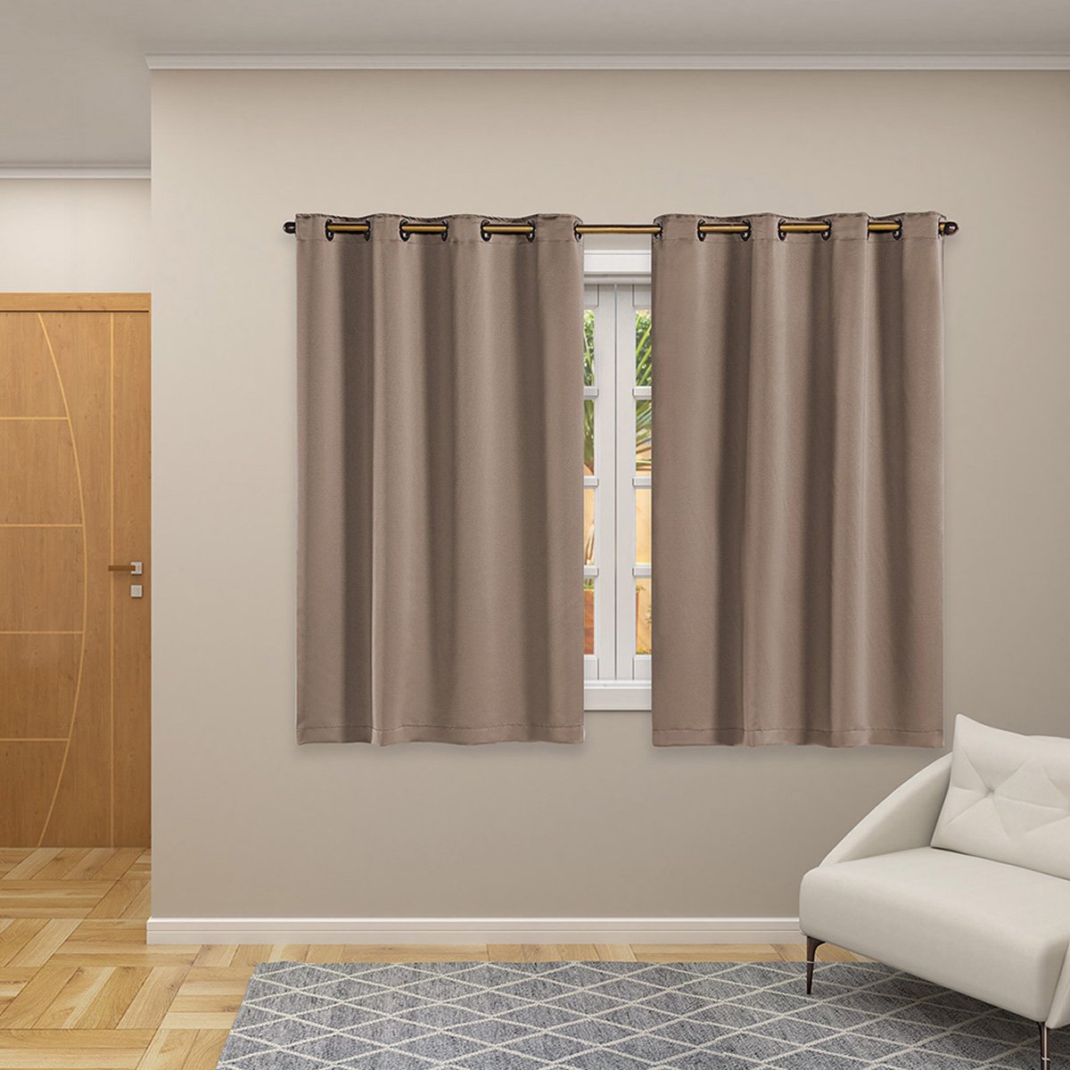 Cortina 100% Blackout Tecido Class 2,70m X 1,60m Blecaute Sala Corta Luz Bloqueia Claridade Sala Qua - 2