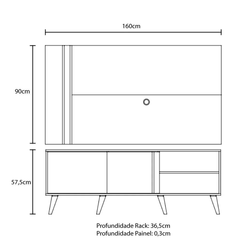 Rack com Painel Cronos para TV de 65 Pol Branco Off White - 4