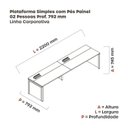 Ver imagem 3 de Escrivaninha Mesa Escritório Corporativa para 2 Pessoas Pscpp110 240cm Industrial Nogueira Casablanca E Branco