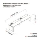 Ver imagem 3 de Escrivaninha Mesa Escritório Corporativa para 2 Pessoas PSCPP110 220cm Industrial Walnut e Branco Marrom
