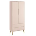 Ver imagem 2 de Jogo de Quarto Infantil Theo Guarda Roupa 2 Portas e Cômoda 3 Gavetas Rosa Fosco com Pés Madeira Nat
