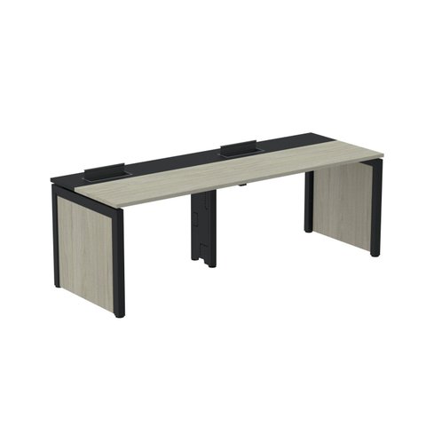 Escrivaninha Mesa Escritório Corporativa para 2 Pessoas PSCPP110 220cm Industrial Nogueira Casablanca e Preto Bege