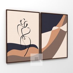Quadro Abstrato Paixão Casal em Curvas Duo Decorativo - 2