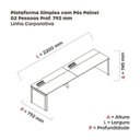 Ver imagem 3 de Escrivaninha Mesa Escritório Corporativa para 2 Pessoas PSCPP110 220cm Industrial Branco e Grafito