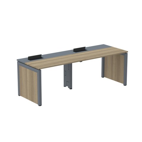 Escrivaninha Mesa Escritório Corporativa para 2 Pessoas PSCPP110 220cm Industrial Noce Naturalle e Grafito Marrom/Marromle