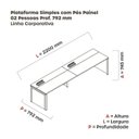 Ver imagem 3 de Escrivaninha Mesa Escritório Corporativa para 2 Pessoas PSCPP110 220cm Industrial Noce Naturalle e Grafito Marrom/Marromle