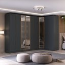 Ver imagem 1 de Guarda-Roupa Modulado Módulo 6 Portas + Canto + Módulo 2 Portas Ravi Cinza/Grafitto