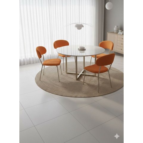 Jogo Mesa de Jantar com 4 Cadeiras Terracota Linho